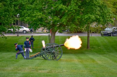 Skipper being fired on the Drillfield