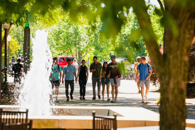 Students walk on campus