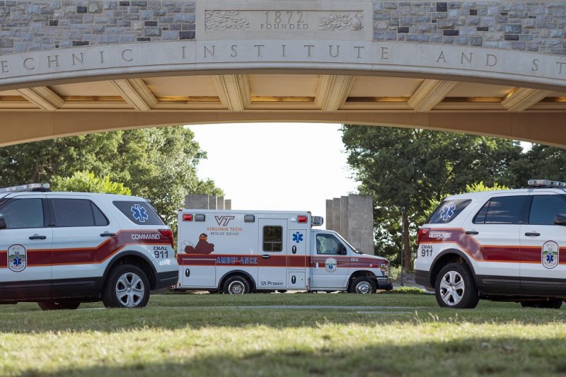 VTRS Fleet of Vehicles in front of torgersen bridge